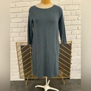 Garnet Hill Size 6 Jersey Knit Boatneck Dress in Blue Grey